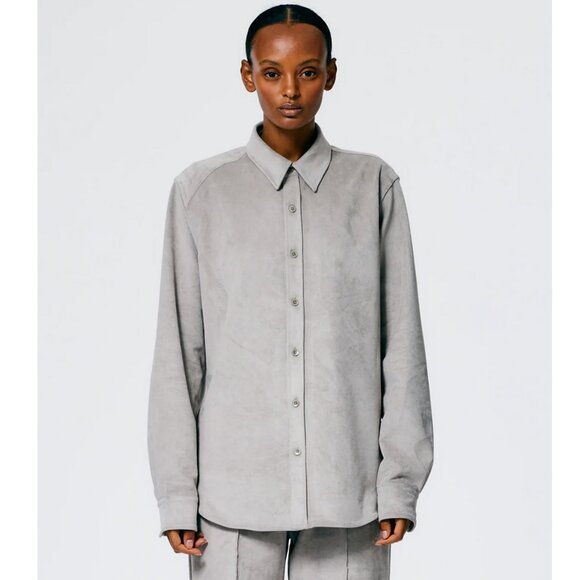 Tibi Ultrasuede Men's Slim Shirt - Picture 1 of 2